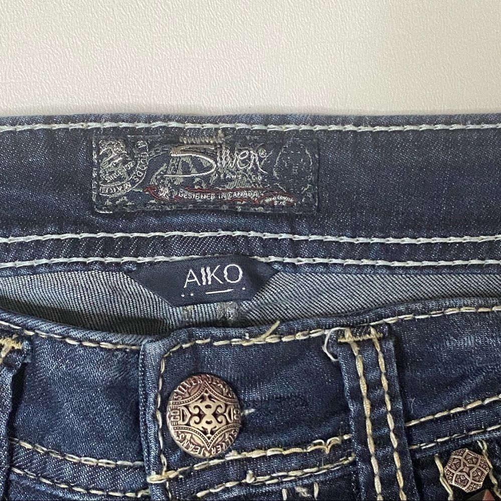 Silver | Aiko Mid-Rise Slim Boot Cut Jeans - Picture 4 of 9